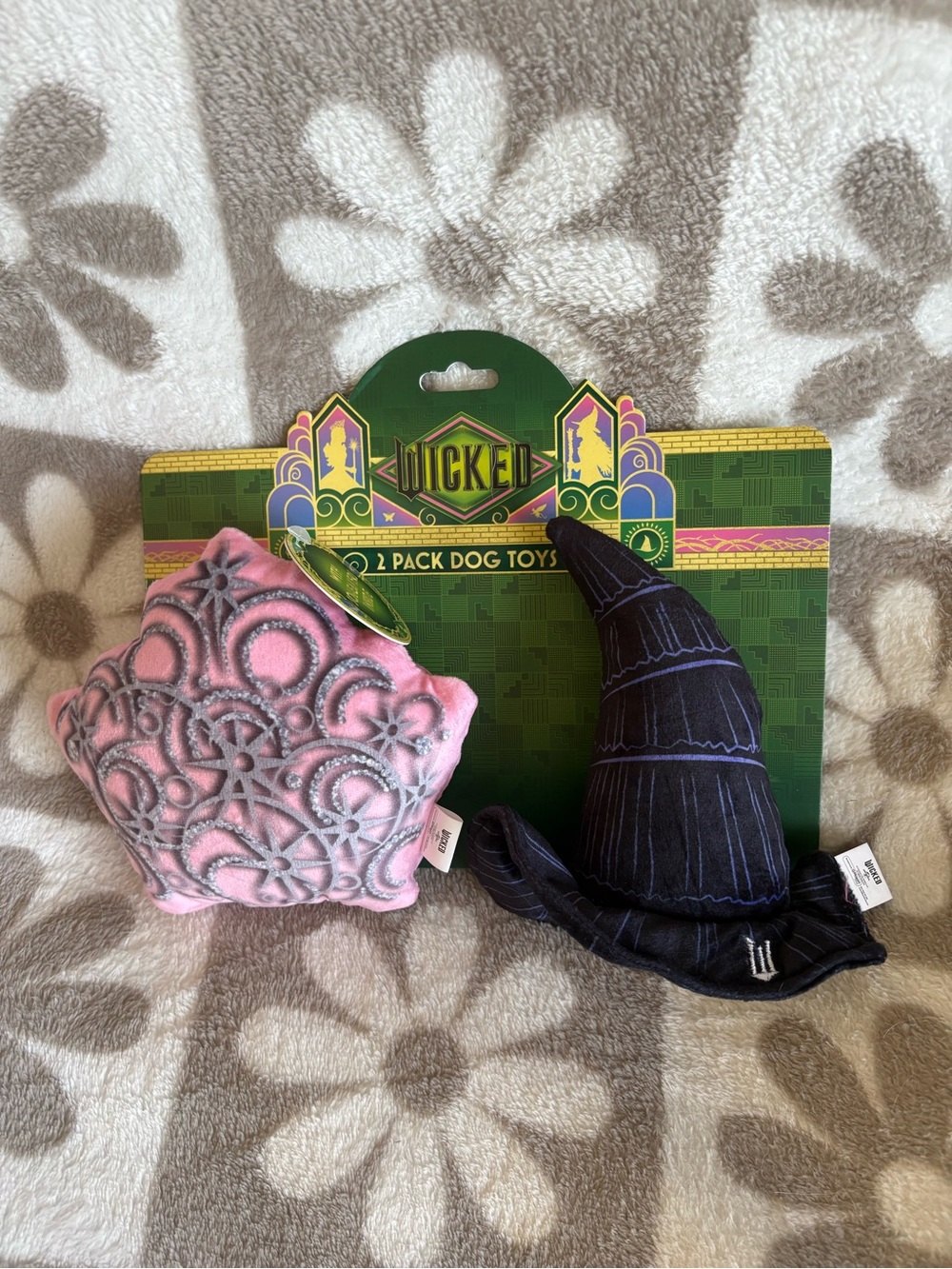 Wicked 2-Pack Dog Toys – Pink Crown & Black Hat